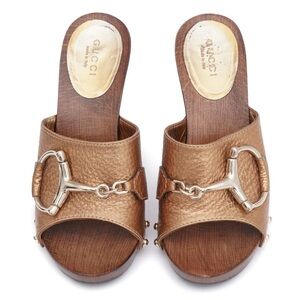 Gucci Gold Mules with Horse-bit Detail 8